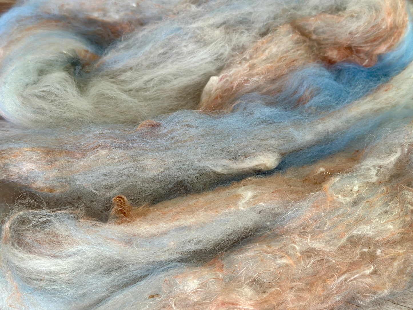 Blue and Tan Roving