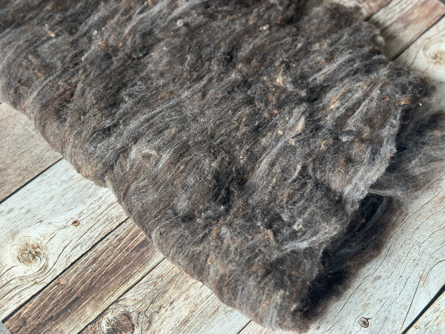 Dark Gray Romeldale CVM Wool Batt